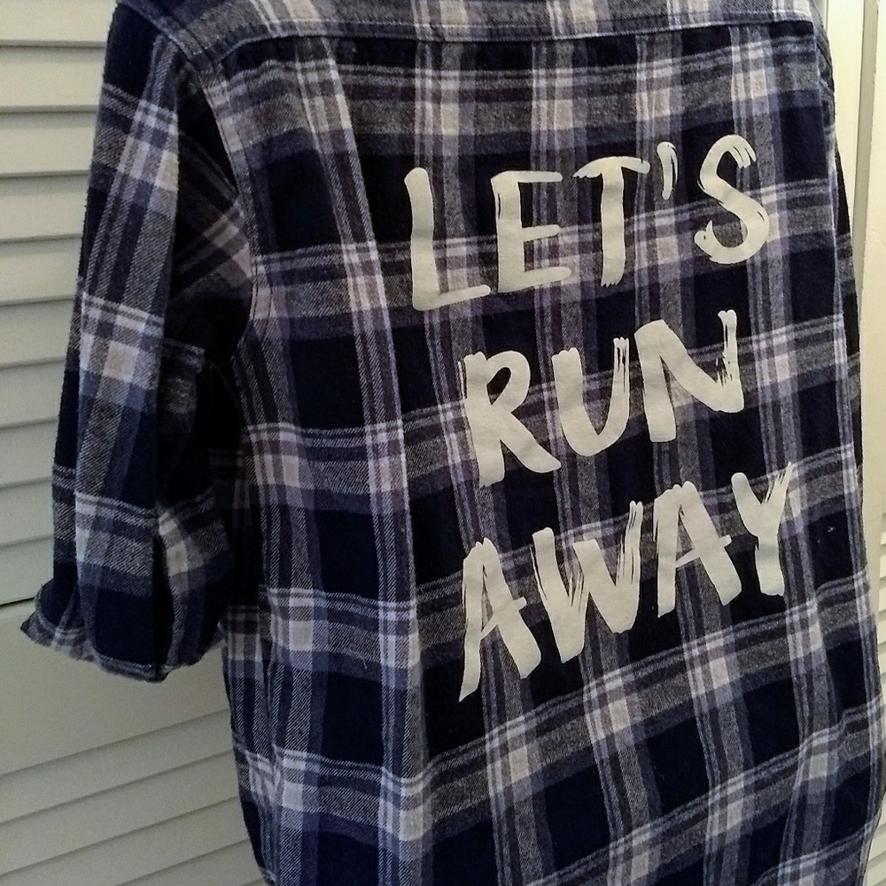 Forever 21 'Let's Run Away' msg flannelshirt